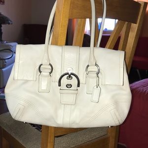Cream white coach purse